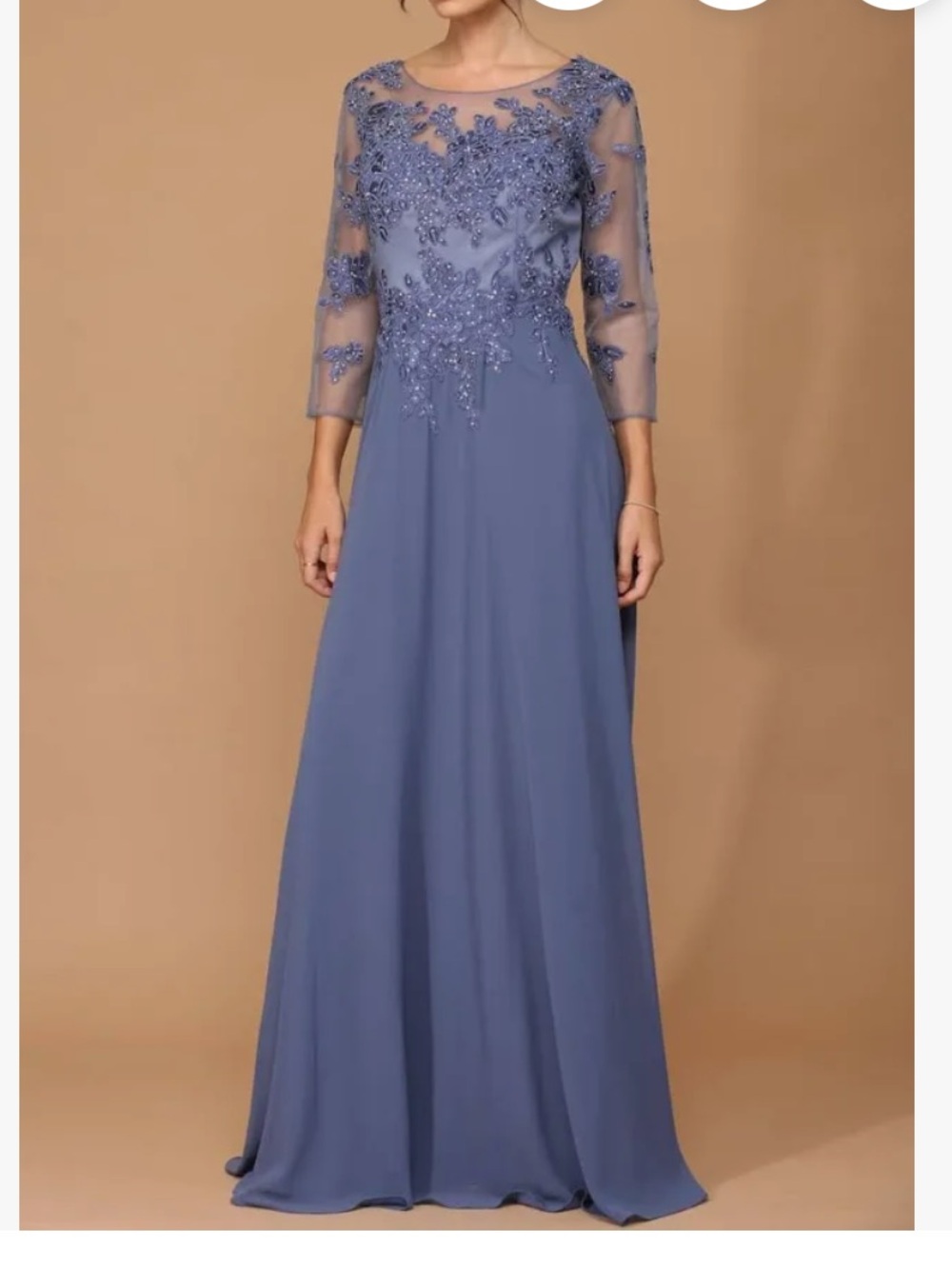 EVA USA DRESS formal long dress blue rhinestones size XL NWT Slate Blue 5164